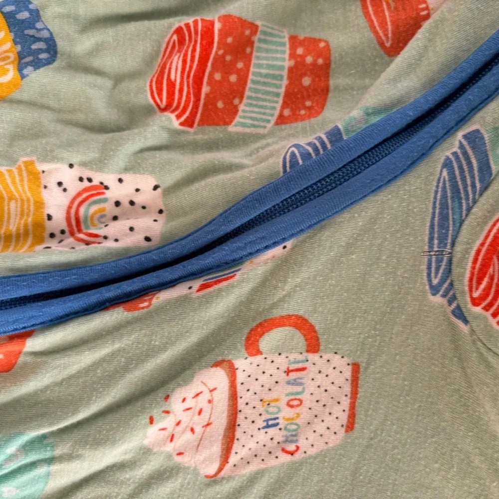 Little Sleepies aqua I love you a latte footie pajamas
